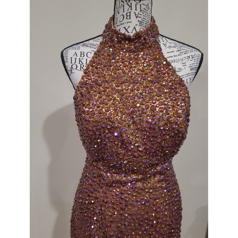 Sherri Hill 11284 Fully Stoned Cocktail dress Bronze Women SZ 6 glam event dress - Picture 4 of 12